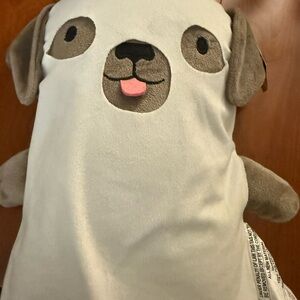 Adorable Gray and Brown Dog Ghost Throw Pillow